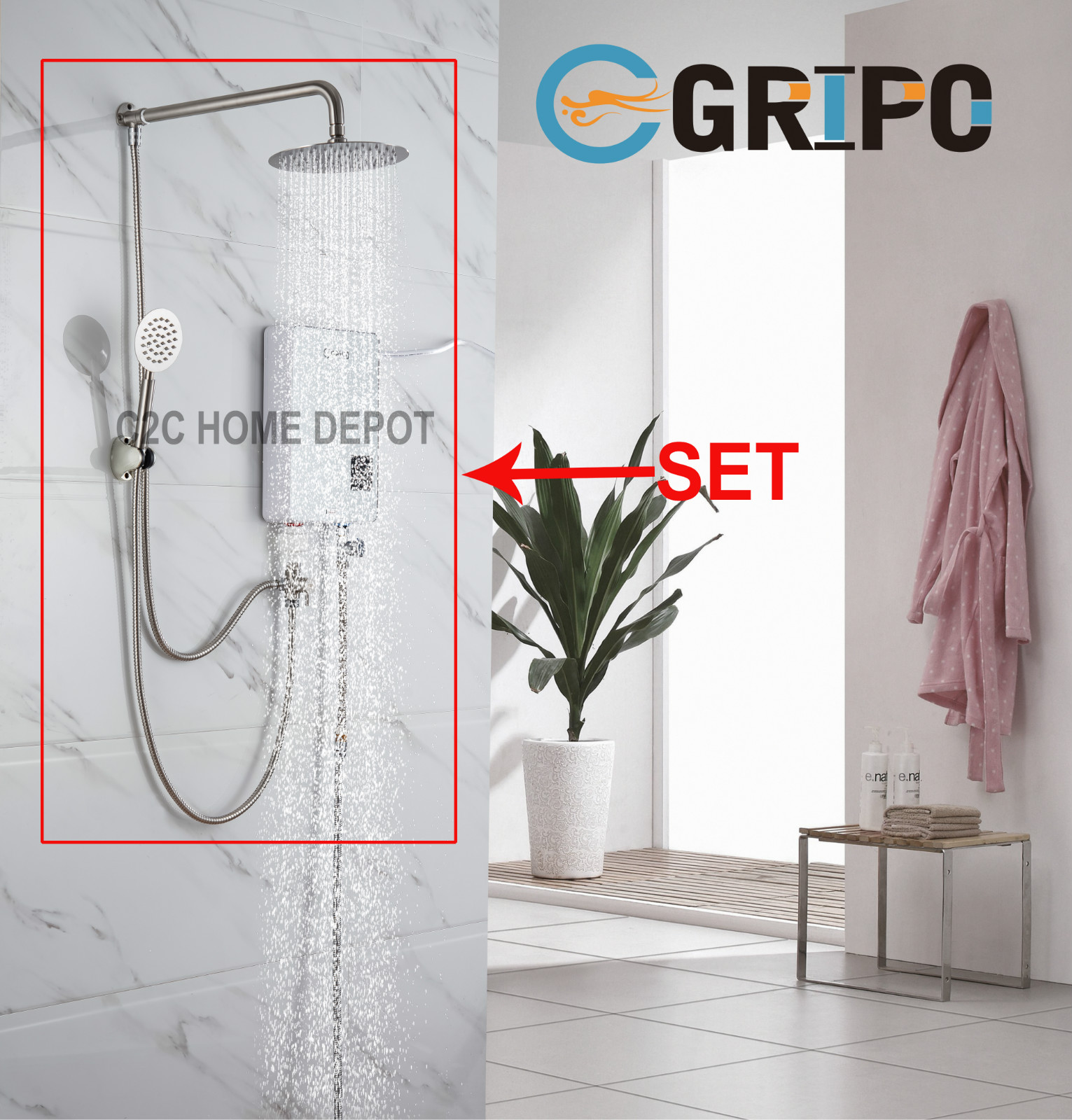 GRIPO High Quality shower set with water heater already | Lazada PH