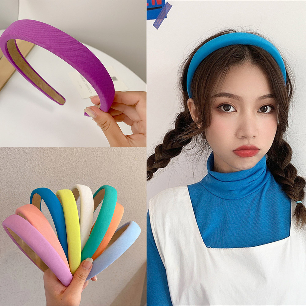 GVGSX9N Trendy Hair Accessories Thick Fabric Sponge Hairband Colorful Girls Headband Hair Band Hoop