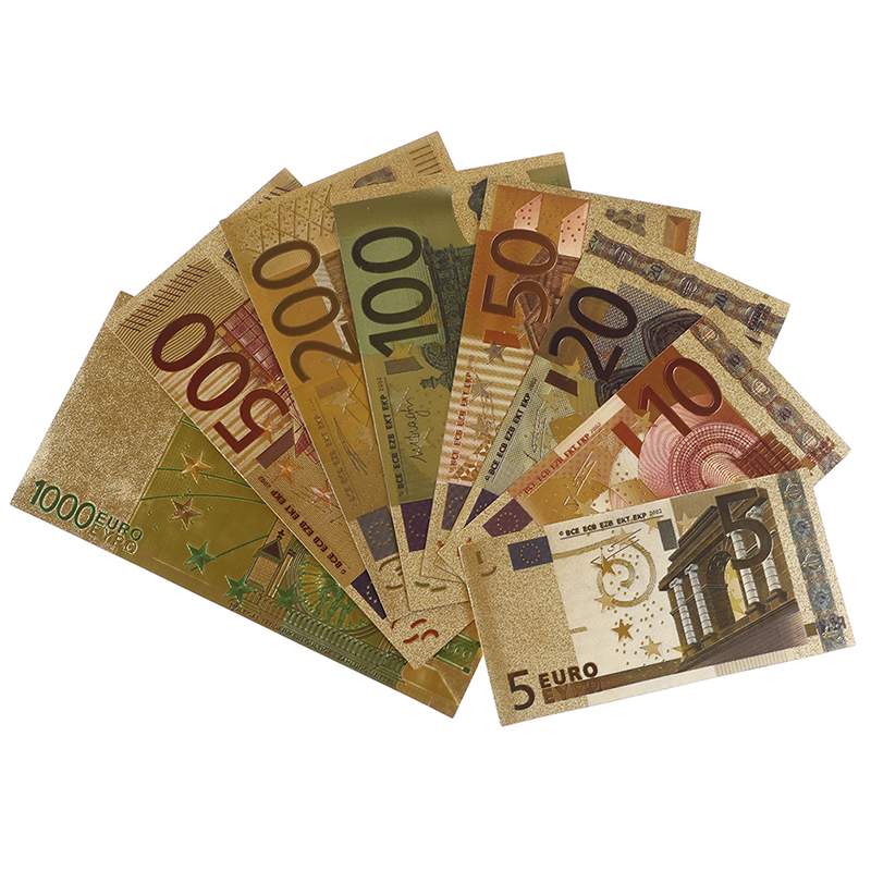 8 cái/bộ giấy bạc euro giấy vàng lá thủ công sưu tập tiền giấy tiền tệ