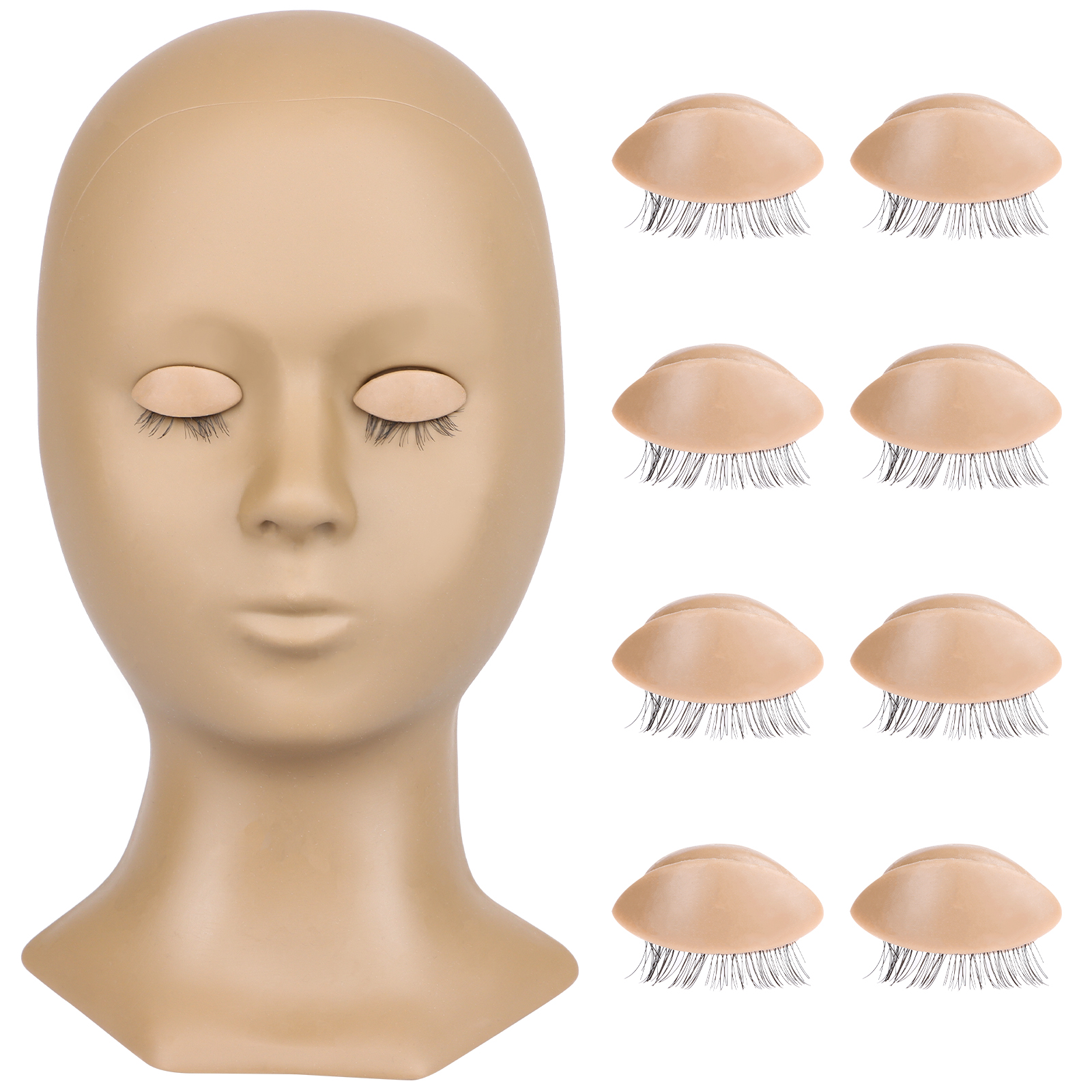 Gambar Health Beauty [Veli shy] Eyelash Extension Makeup Practice Head Set with 4 Pairs Removable Eyelids