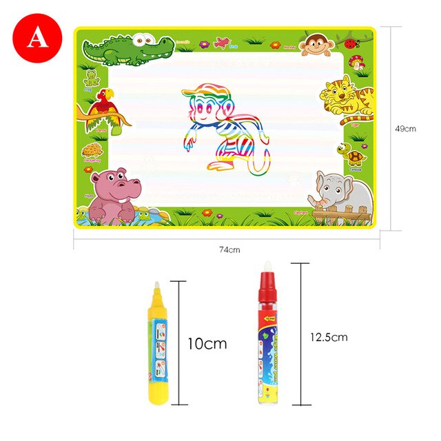 5ประเภท74X49CM Reuable กระดานวาดภาพน้ำ2ปากกามายากลภาพวาด Board พรมของเล่นเพื่อการศึกษาสำหรับของขวัญเด็ก