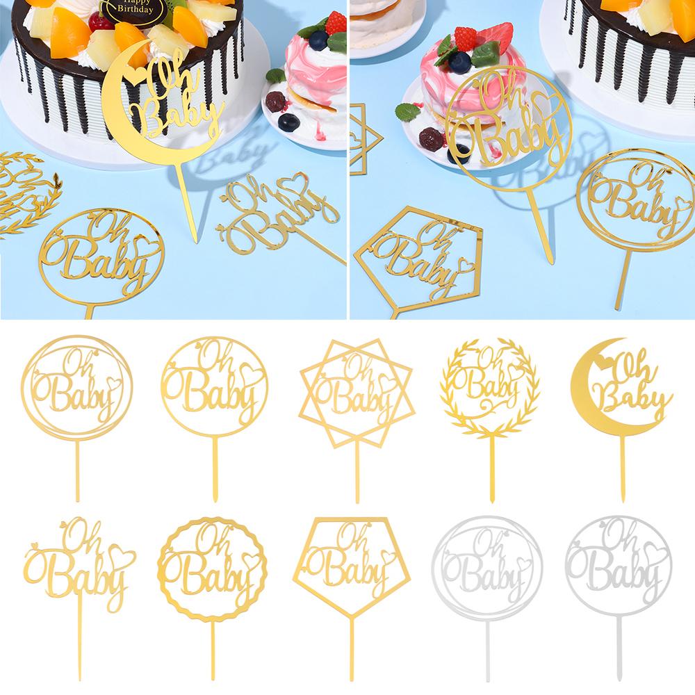 10PCS Acrylic Happy Birthday Cake Topper Multiple Styles Balck