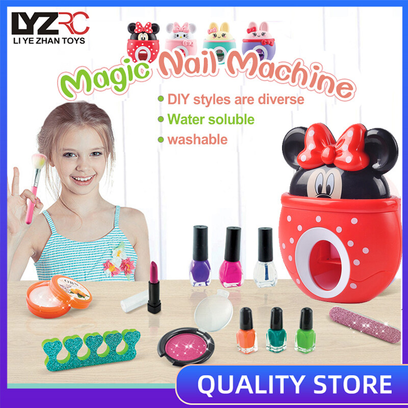 Lyzrc Make Up Set For Kids Cosmetic Toys Children Diy Nail Machine Makeup Girl Party Lipstick Bag Toy Gift Lazada Ph - Diy Makeup Kit Toy