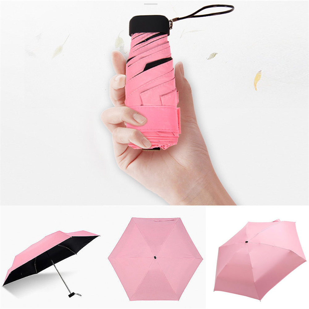 FANGCU272 Unisex Fashion Portable Anti-UV Coating Parasol Sunscreen Mini Umbrella Pocket Compact Rain Umbrella 5 Fold Sun Umbrella