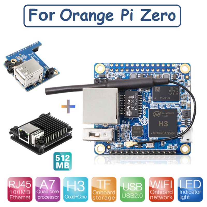For Orange Pi Zero 512MB Allwinner H3 with Aluminum Case+Interface