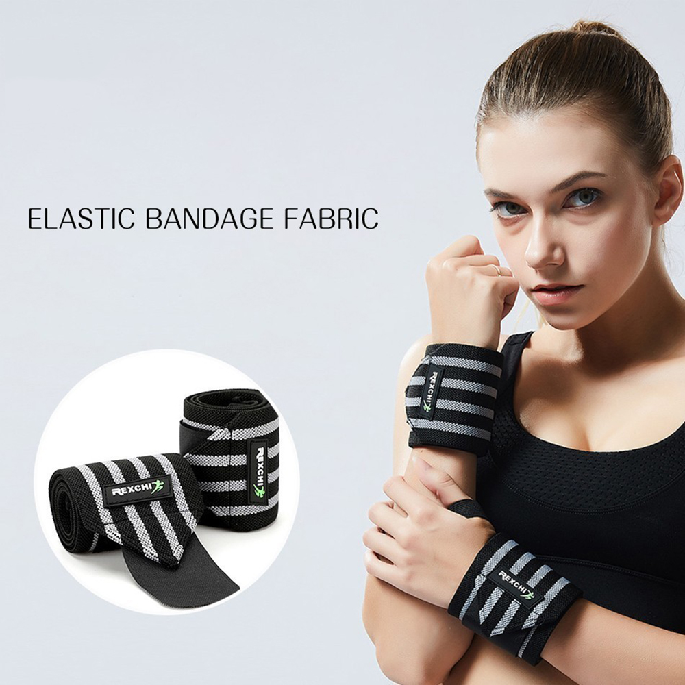 PENTU Gym ยกน้ำหนักข้อมือรองรับ Stripe Elastic Powerlifting Bracers ผ้าพันข้อมือสายรัดข้อมือผ้าพันแผล