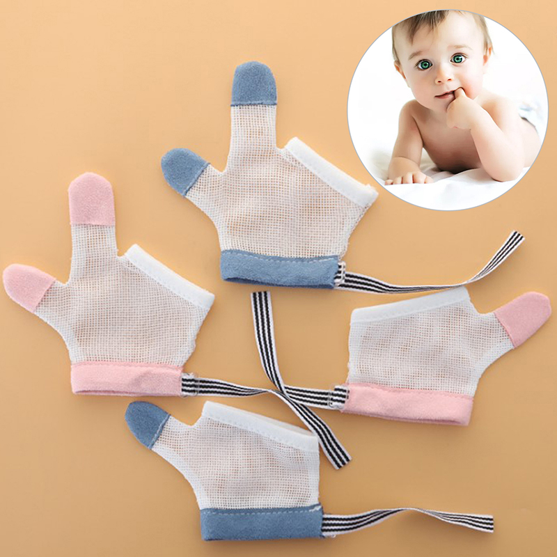 QUANSEN 1คู่ป้องกันกัดนิ้วมือเล็บถุงมือเด็กทารกป้องกันการกัดกินมือถุงมือ