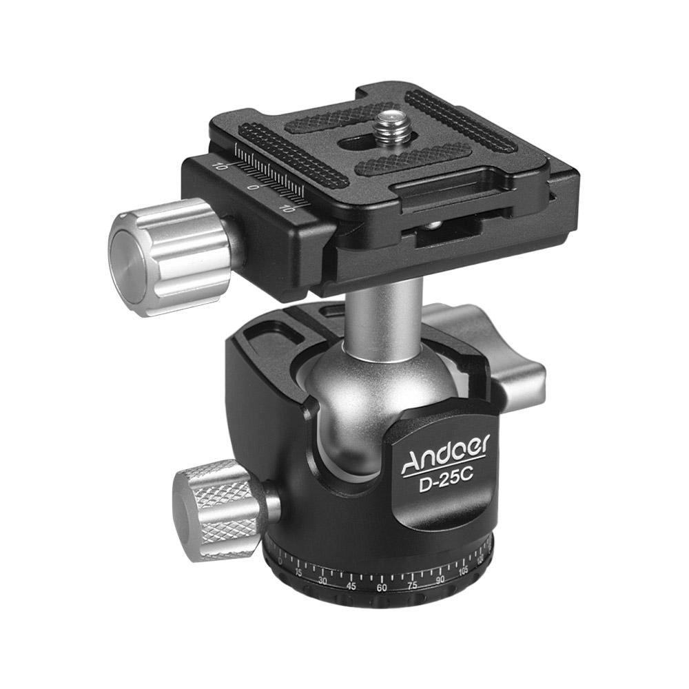 Andoer D-25C CNC Machining Aluminum Alloy Double Notch Ball Head Mini