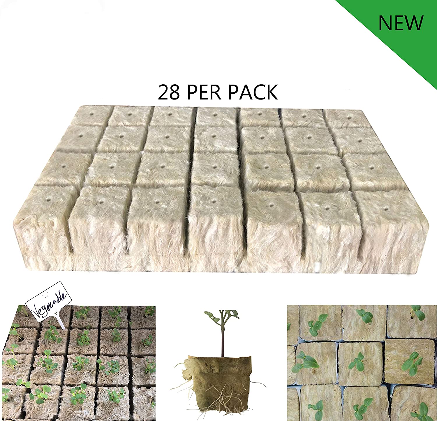 28 Per Pack Rockwool/Stonewool Grow Cubes Starter Sheets for Cuttings Cloning 