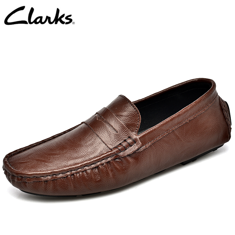 Clarks_ giày lười cho nam giày da bò màu đen tinh khiết