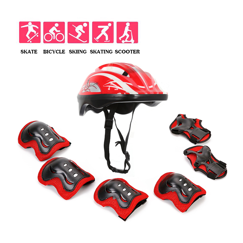7Pcs Kids Protective Gear Set for 5-10 years Children Helmet/Knee/Elbow/Wrist  Pads for Boy Girl Outdoor Skating Cycling Skateboarding Scooter