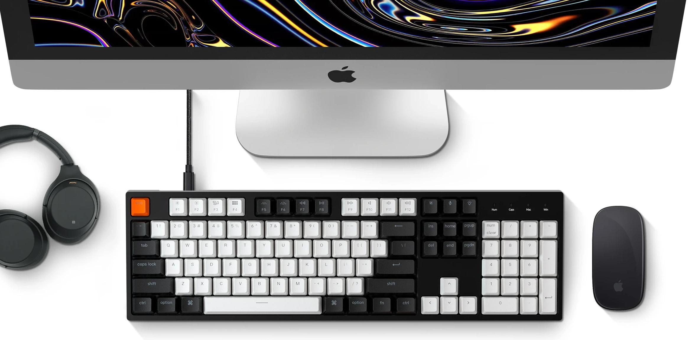 Keychron C2 hot-swappable wired type-c mechanical keyboard 104-keys full-size layout for Mac Windows iOS Gateron switch red blue brown RGB backlight