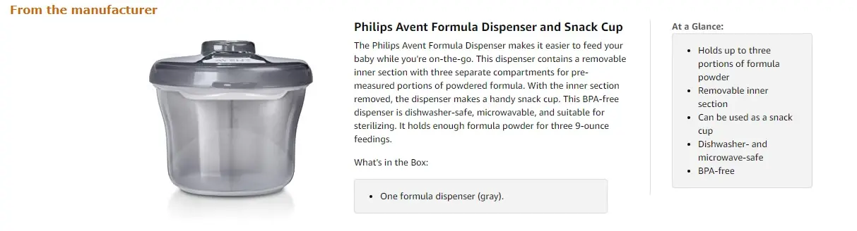 avent powder formula dispenser