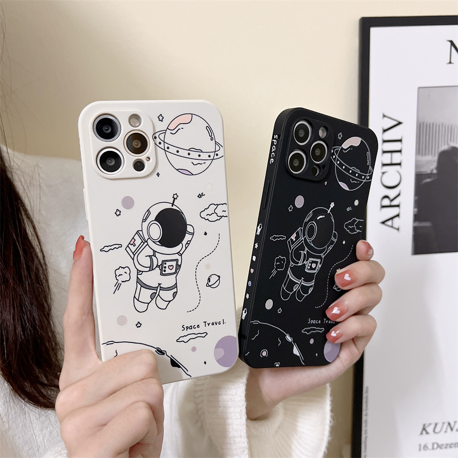 [Astronaut-Space Travel] Ốp điện Thoại Mềm Bảo Vệ Camera Cho Iphone 13 Mini 12 11 Pro X XS Max XR 8 7 6 6s Plus SE 2020 SE3 2021 Camera Full Protection Cartoon Cute Soft Casing