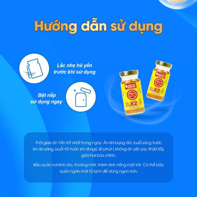 Nước Yến Sào 15% Chưng Đường Phèn Bổ Sung Vitamin K2 Khánh Hòa Nutrition (Hộp 6 lọ x 125ml ) - Thực Phẩm Dinh Dưỡng