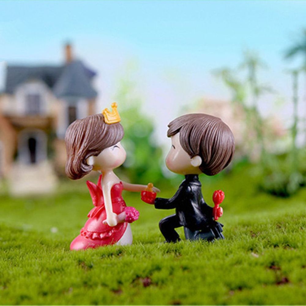 XFZHG งานฝีมือเรซินดีไอวายสำหรับงานแต่งงานคู่ Micro Landscape ตุ๊กตาคนรักตกแต่งบ้าน