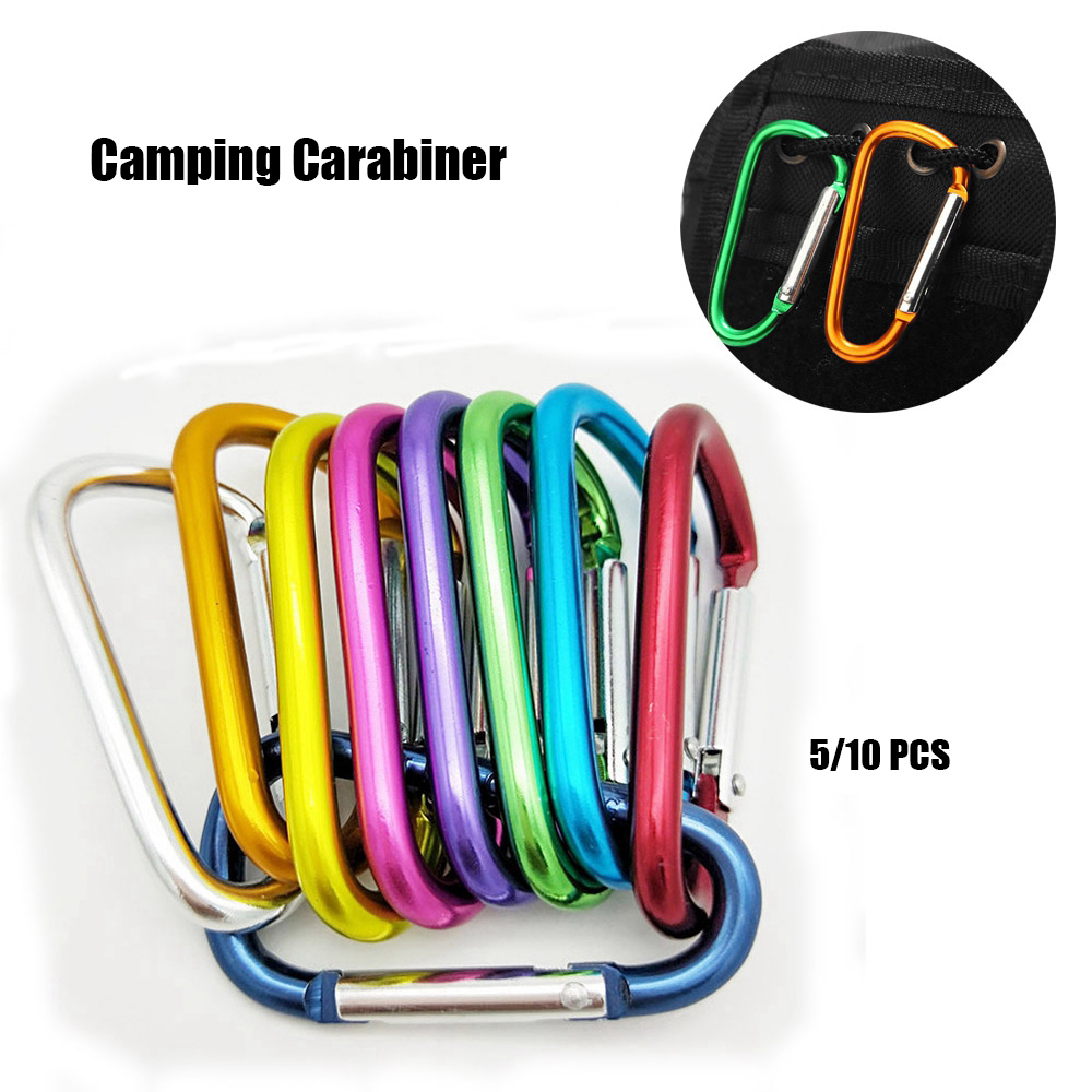 AGONIE กีฬา5/10Pcs คุณภาพสูง7สีอลูมิเนียมอุปกรณ์ความปลอดภัย Camping Hiking Hook Carabiner หัวเข็มขัดไต่เขาพวงกุญแจหัวเข็มขัด