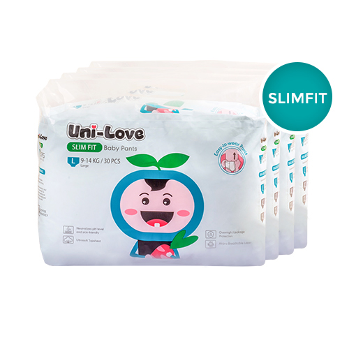 UniLove Slim Fit Baby Pants 30's (Large) Pack of 4