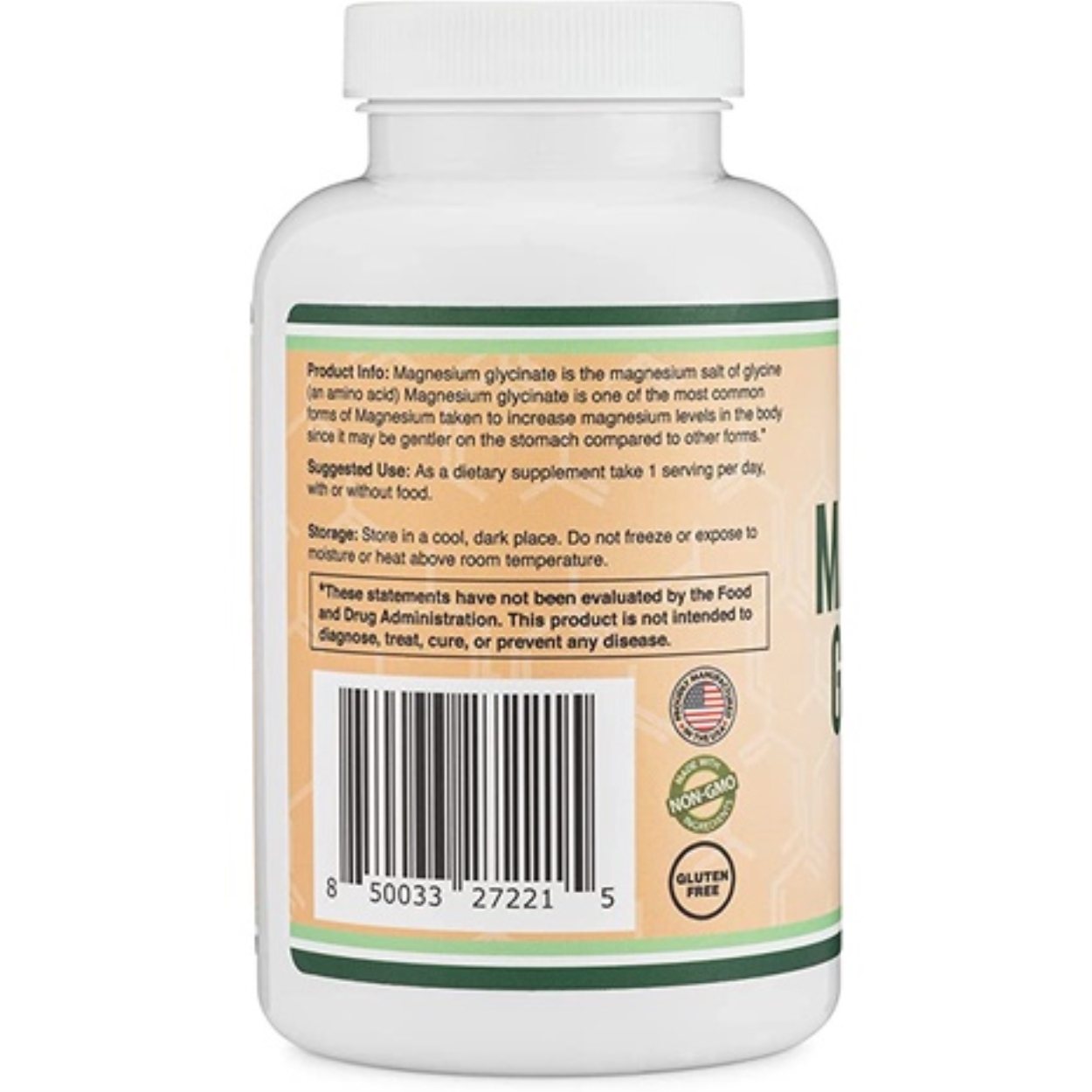 Magnesium Glycinate 400mg 180 Capsules by Double Wood Supplements