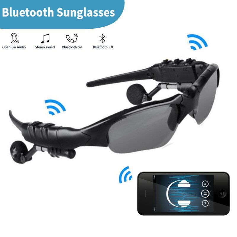 ♥Readystock + Miễn phí vận chuyển♥Thông minh không dây kính râm Bluetooth kính thông minh tai nghe ngoài trời trong xe tai nghe thể thao gọi nhạc chống Kính mắt màu xanh