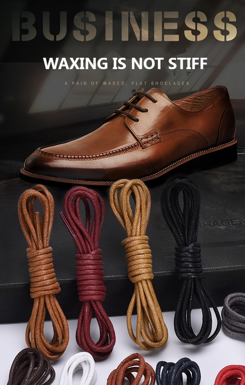 1Pair Cotton Waxed Shoelaces Round Oxford Shoe laces Boots Laces Waterproof Leather  Shoelace Length 60/80/100/120/140/180cm