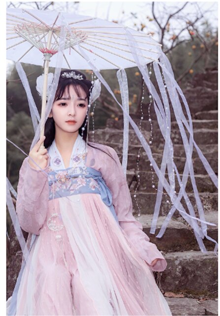 ญี่ปุ่นคอสเพลย์จีนร่มกลีบผ้าไหมการถ่ายภาพ Umberla Hanfu Tassels ร่มยามฝนร่มการ์ตูน Parapluie