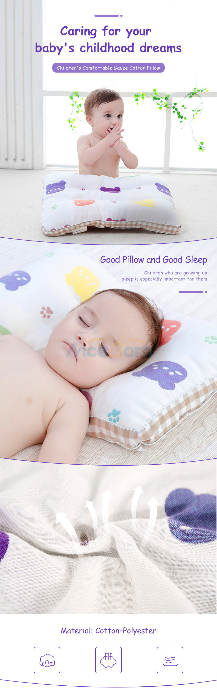 Baby Car GIO Pillow infant newborn baby Pillow for prevent flat head 