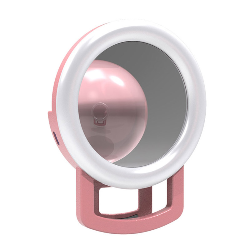 Dreameres【Light】RGB Selfie LED แหวนไฟวงกลม Mini โทรศัพท์มือถือไฟโคมไฟสำหรับโทรศัพท์คลิปที่ชาร์จใหม่ได้-On กระจกแต่งหน้าเติมแสง