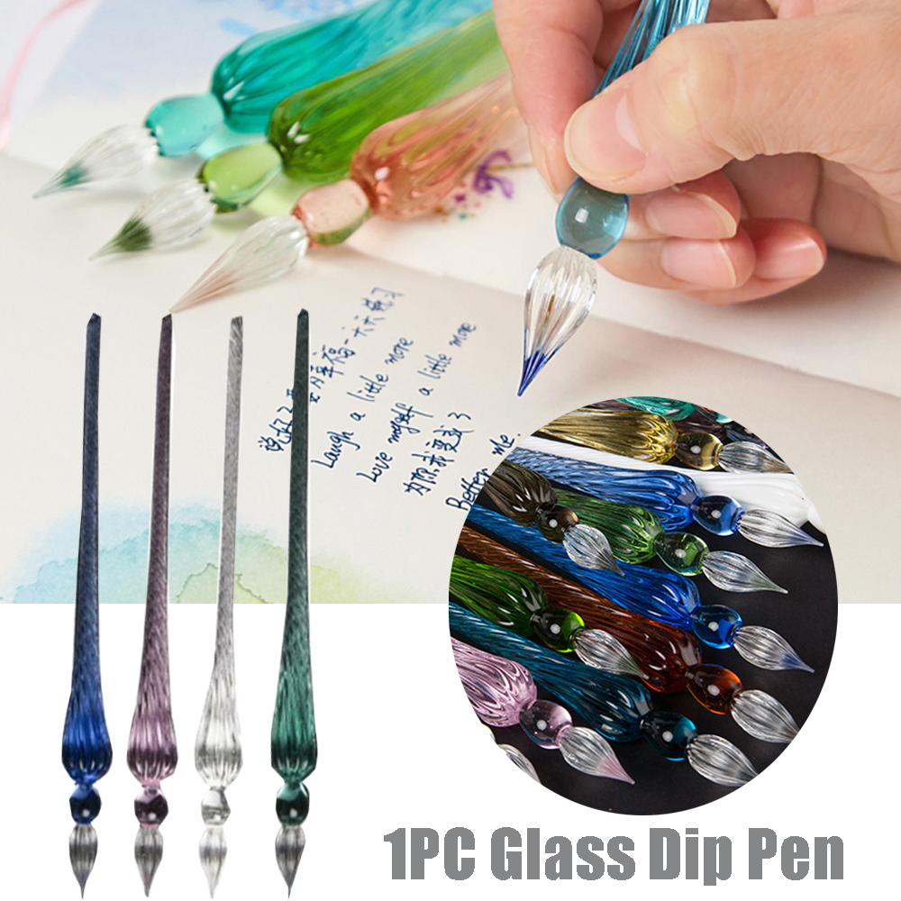 1PC Art การเขียนตัวอักษร Dipping ปากกาหมึกซึมบรรจุภาพวาดหมึกอุปกรณ์แก้วปากกาจุ่ม