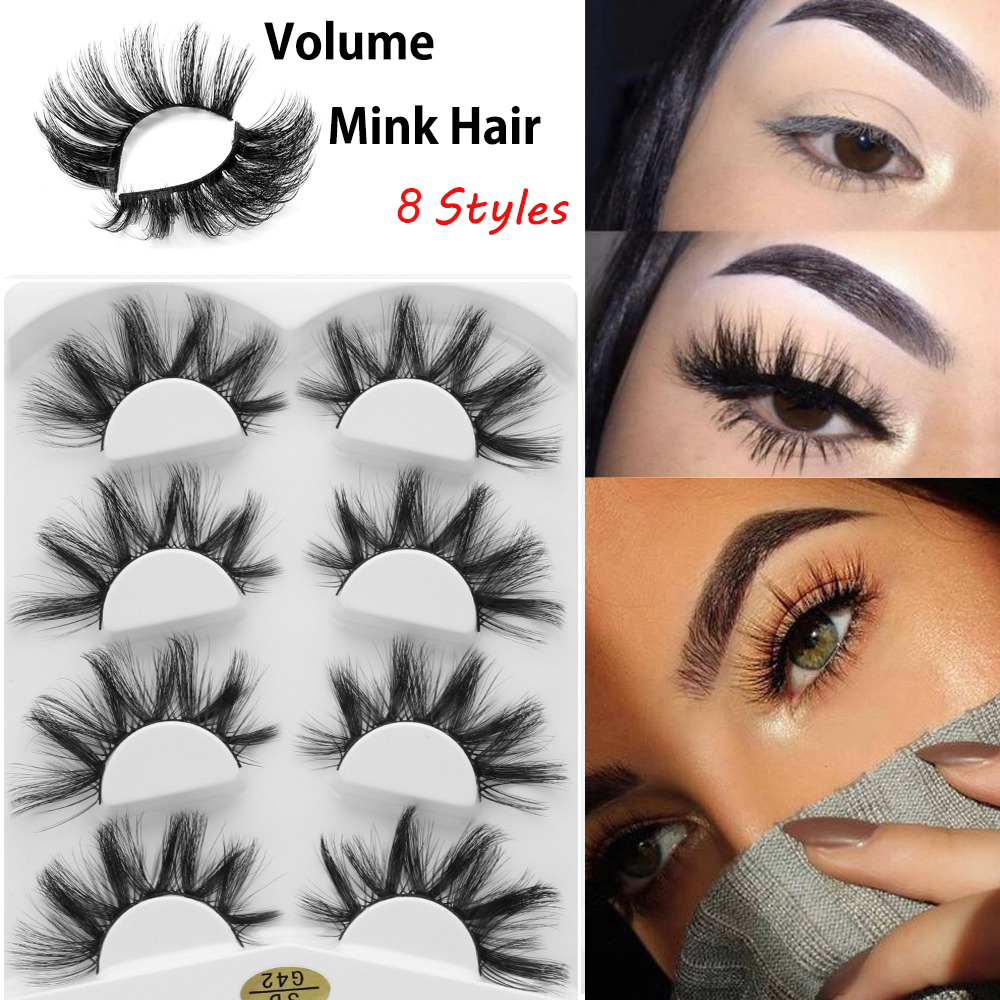 FXUP SKONHED 4คู่ Handmade Fluffy Multilayers หลายรูปแบบ Wispy Flared ขนตาปลอมการต่อขนตา Criss-Cross 3D Faux Mink Hair