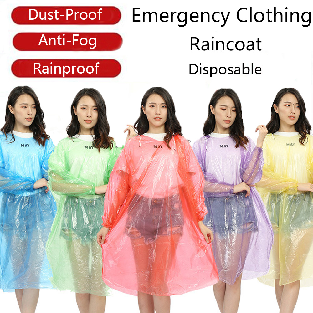 RUANPIN ชุดกันฝนแบบใช้แล้วทิ้ง,เสื้อผ้านิรภัย PE สำหรับทั้งชายและหญิงสำหรับท่องเที่ยวตั้งแคมป์ชุดเสื้อผ้าฉุกเฉิน