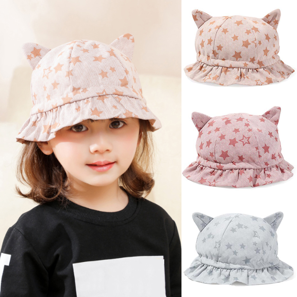 N33GVC3Q Kids Boys Girls UV Protection Cute Ears Infant Bucket Hat Breathable Baby Sun Hat Beach Cap