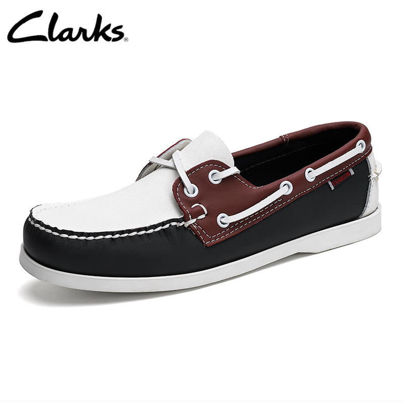 Clarks_ Mens Casual Noonan Ren Giày Da Màu Nâu Sẫm