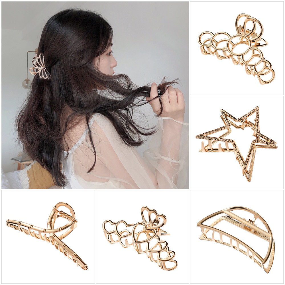 GVGSX9N Korean Hairgrip Geometric Jewelry Barrettes Crab Hair Clip Metal Hair Claws Hollow Out Headwear