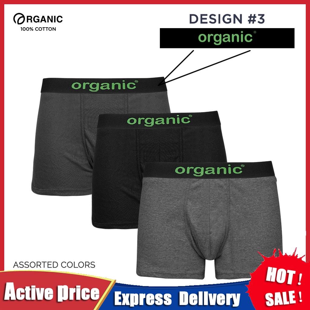 Organic Boxer Brief for Men Short Set of 3 Assorted Colors Mens Boxers  underwear Shorts Cotton