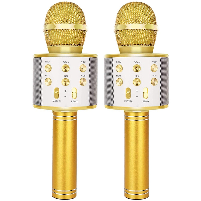 2Pack Wireless Bluetooth Karaoke Microphone for Singing, Portable Handheld Mic Speaker Machine, Great Toys