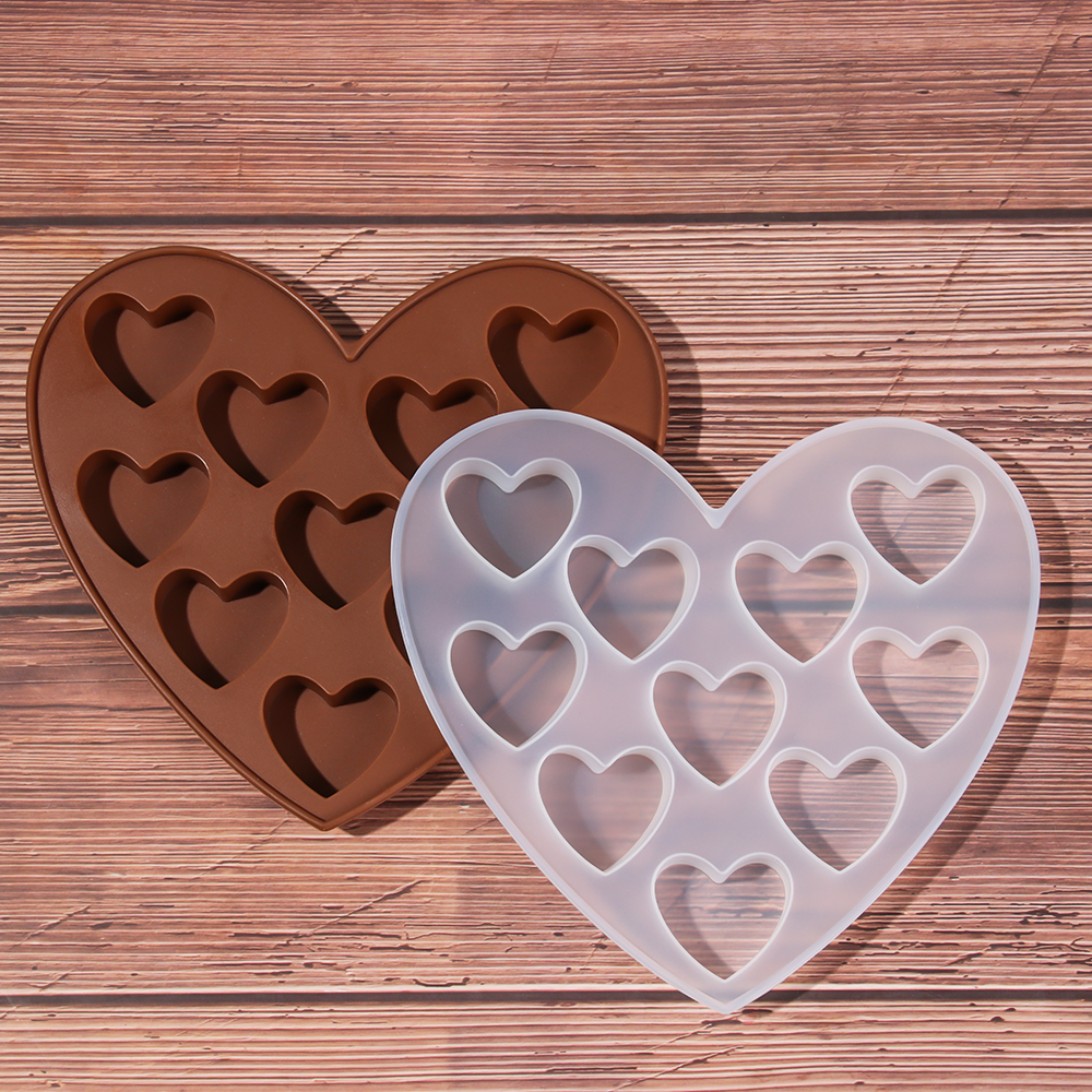 บ้านHandmade DIY Cupcakeรูปหัวใจช็อกโกแลตแม่พิมพ์ซิลิโคนแม่พิมพ์ทำเค้กถาดน้ำแข็ง