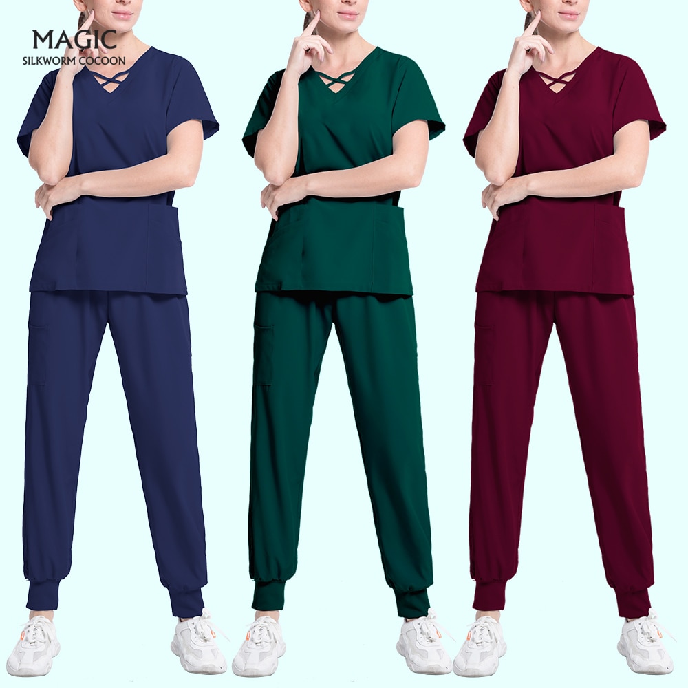 Nursing Working Uniform with Pocket Medical Uniform Sets Nursing Uniform