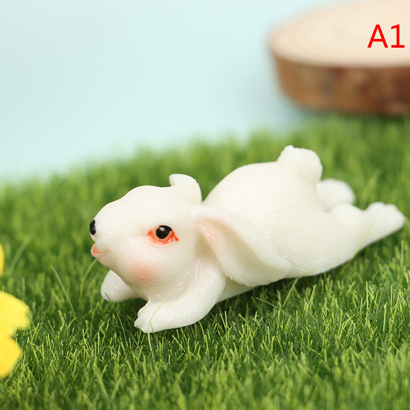 FOO กระต่ายน่ารัก Micro Hare สัตว์งานฝีมือหุ่นเรซิ่น Mini Bunny ของตกแต่งในสวน