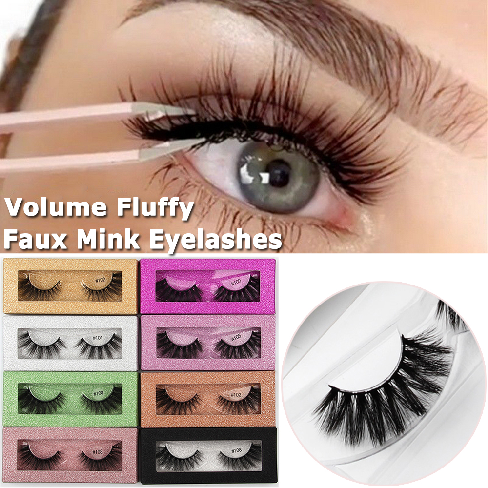 LECHANG หนานุ่ม Faux Mink Wispy Cross ปลอมปุย Eye ขนตาเทียม Eyelashes Beauty Lashes Extension