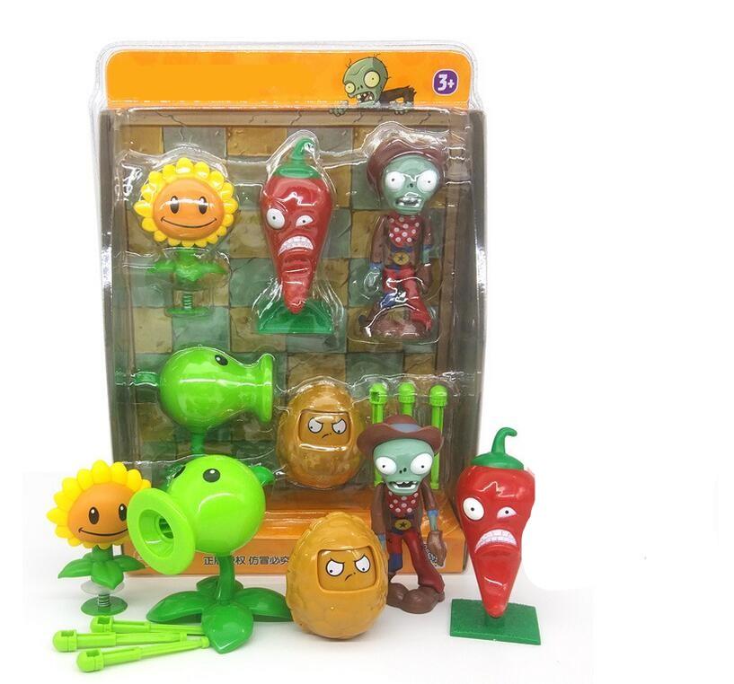 DM Plants vs. Zombies Toy Double HEAD peashooter Clover ชุดกล่องของขวัญของเล่น