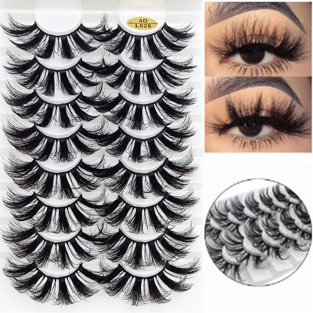 XUNXUAN ผู้หญิงเครื่องมือแต่งหน้าธรรมชาติยุ้ยปุยทำด้วยมือ Dramatic Faux Mink Lashes 4D Mink ขนตาปลอมตัวต่อขนตา Fake Eye Lashes ชุด