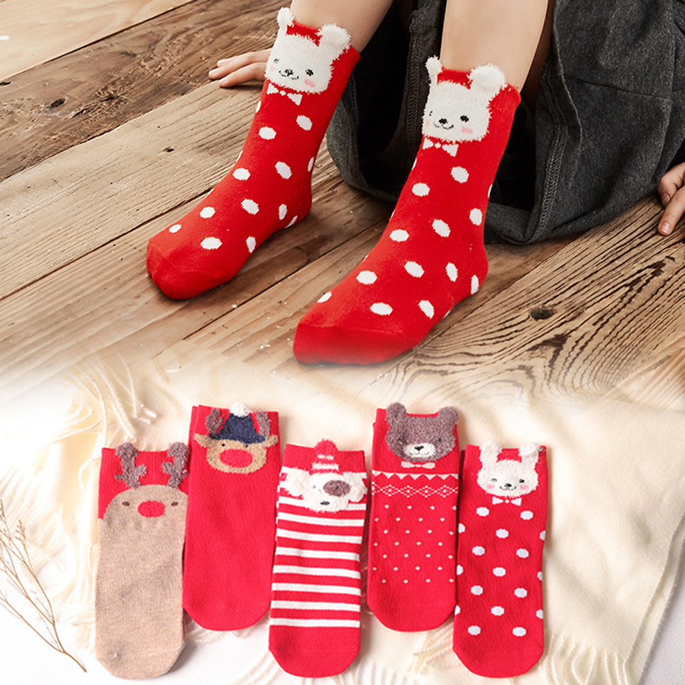 EJE52ของขวัญเด็กคริสต์มาส Xmas รักษาความอบอุ่น Casual สัตว์ถุงเท้าผ้าฝ้ายถุงเท้าคริสต์มาสถุงเท้าเด็กถุงเท้า