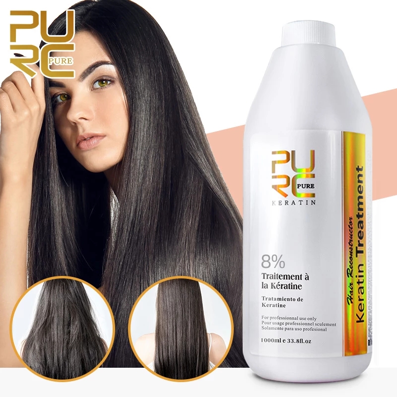 PURC Brazilian Keratin Hair Treatment Straightening Smoothing Formalin Hair  8% Keratin For Deep Curly Hair Scalp Care 1000ml | Lazada PH
