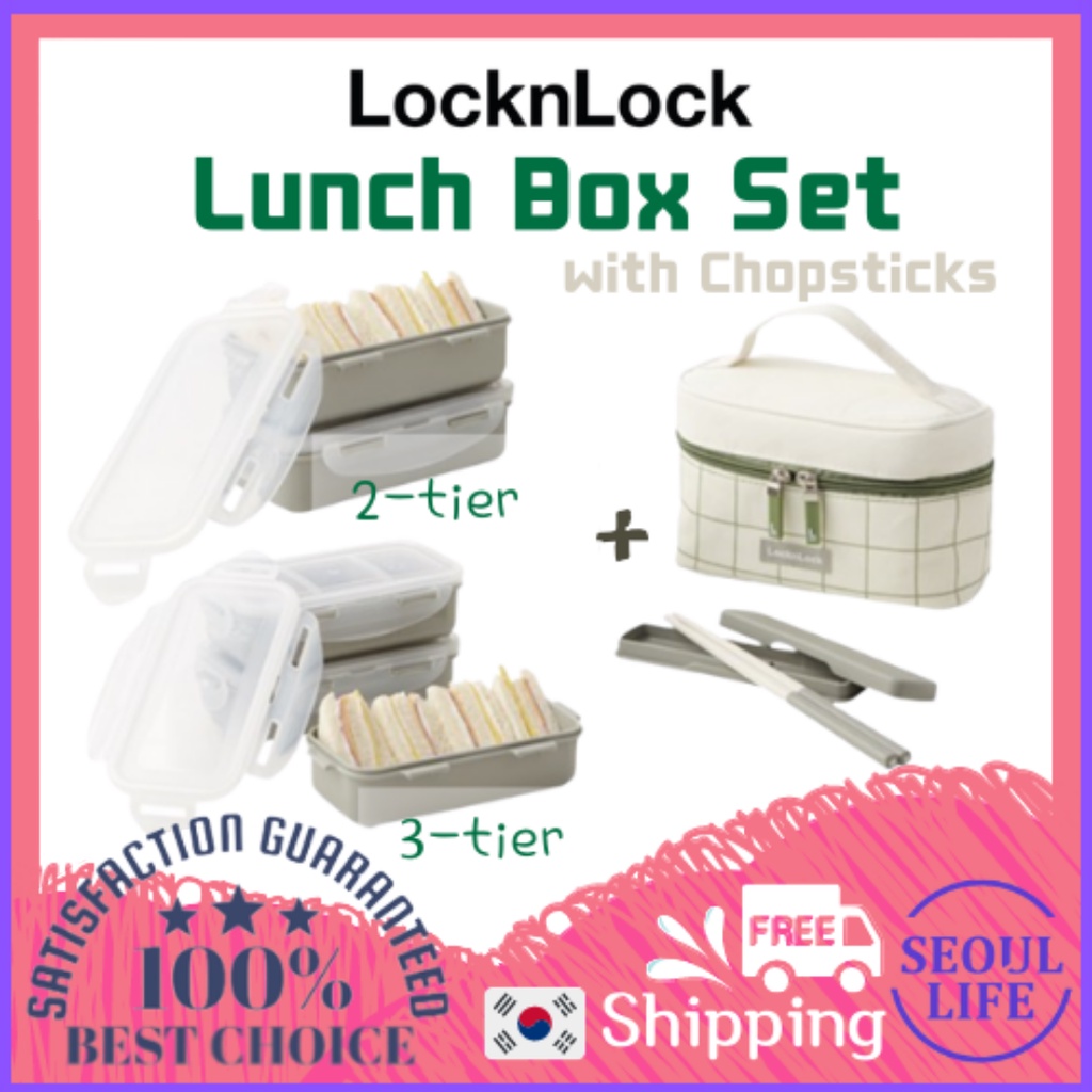 Lock & Lock Lunch Box Containers Modern Check Insulated Bag Green LCB752K