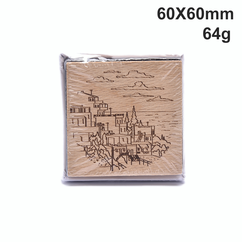 PINGZ Dream City Series Scenery Wooden Rubber Stamp Post Card Making Stamps DIY Crafts