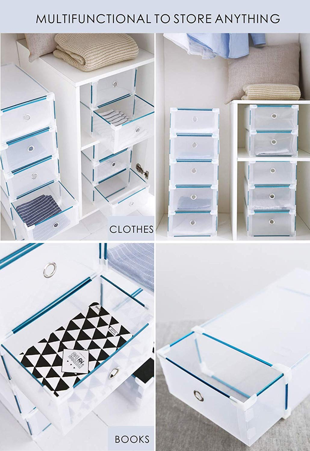 5pcs 5x Drawer Plastic Storage Plastic Drawers Foldable