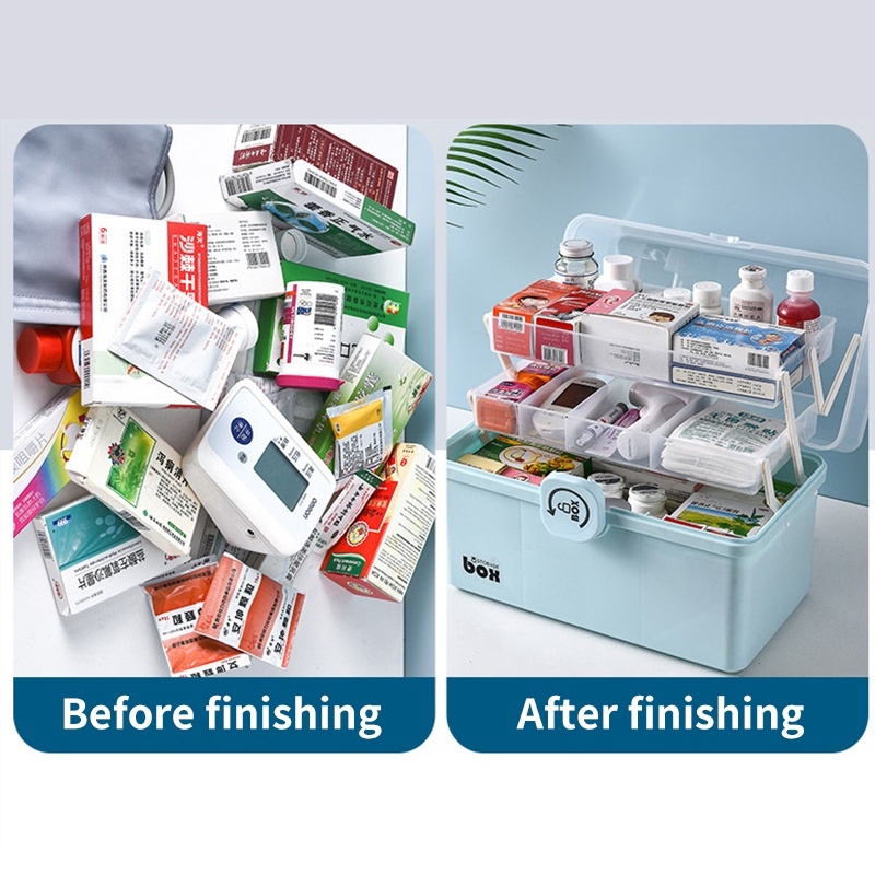 MUJU Tackle Box Family First Aid Kit Box Plastic Medicine Storage