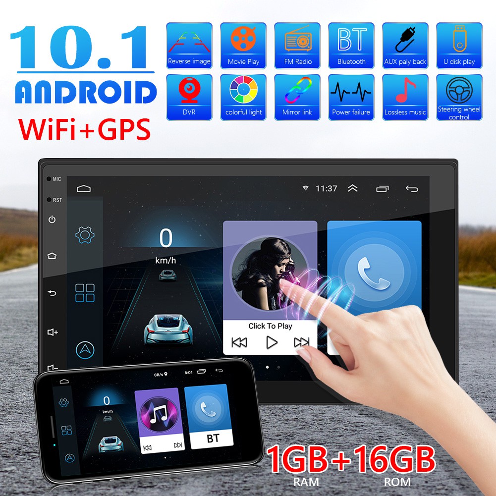 10.1in Car Android Bluetooth Stereo Radio Double 2 DIN Player GPS Wifi Universal 