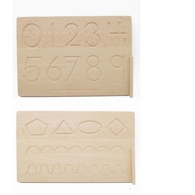 ไม้มอนเตสซอรีวัสดุ0-10ตัวเลขรูปร่างเขียนปากกากระดานของเล่นมอนเตสซอรี่การศึกษาการฝึกอบรมคณิตศาสตร์ของเล่น I1166F